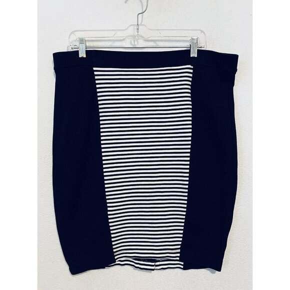 Torrid Skirt Womens 2X Black Striped Pencil Ponte Knit Mini Pull On Mod Y2K - Picture 1 of 6